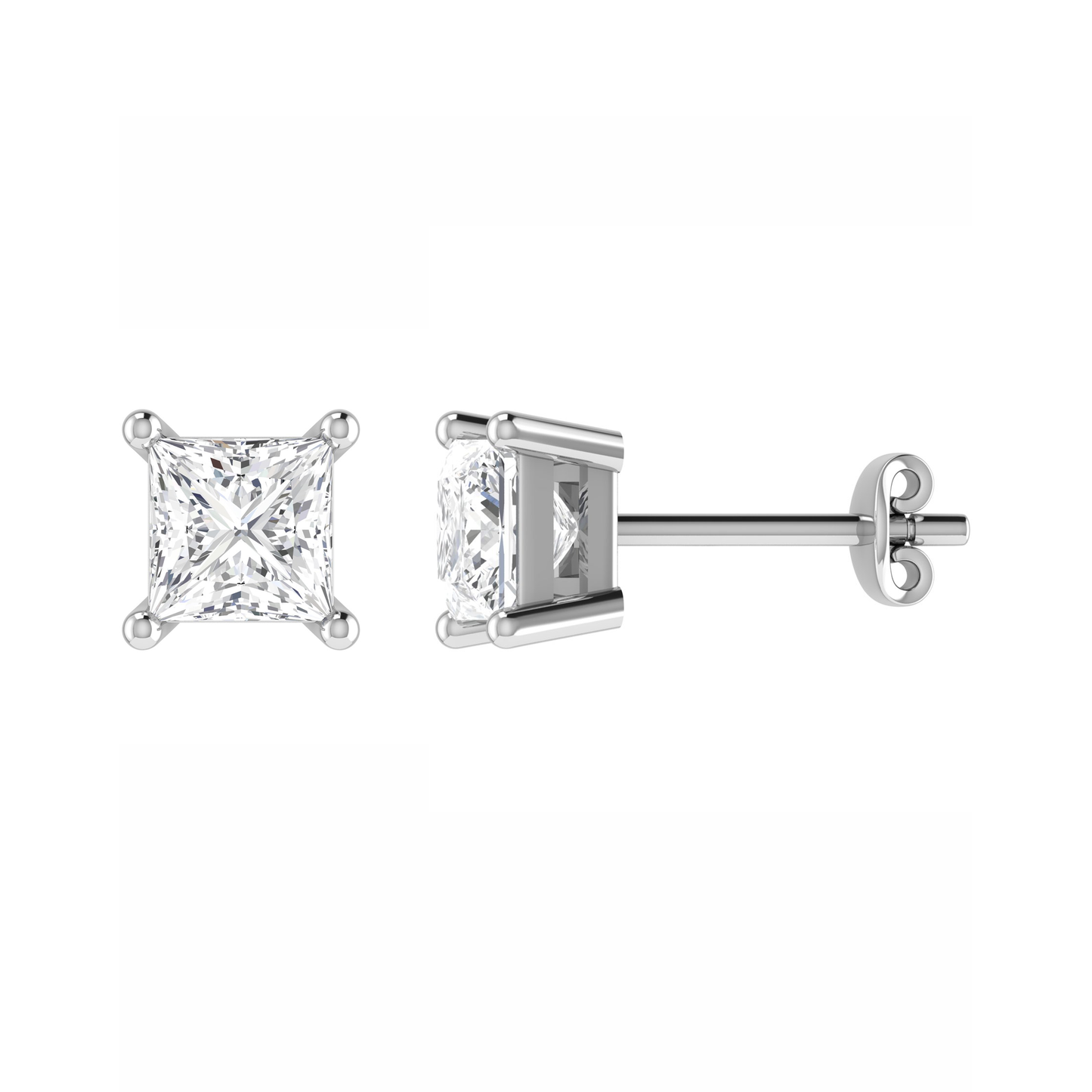 18CT, Mt PC 3.6mm 1.29g, Stunning Diamond Stud Plain Earrings for daily wear