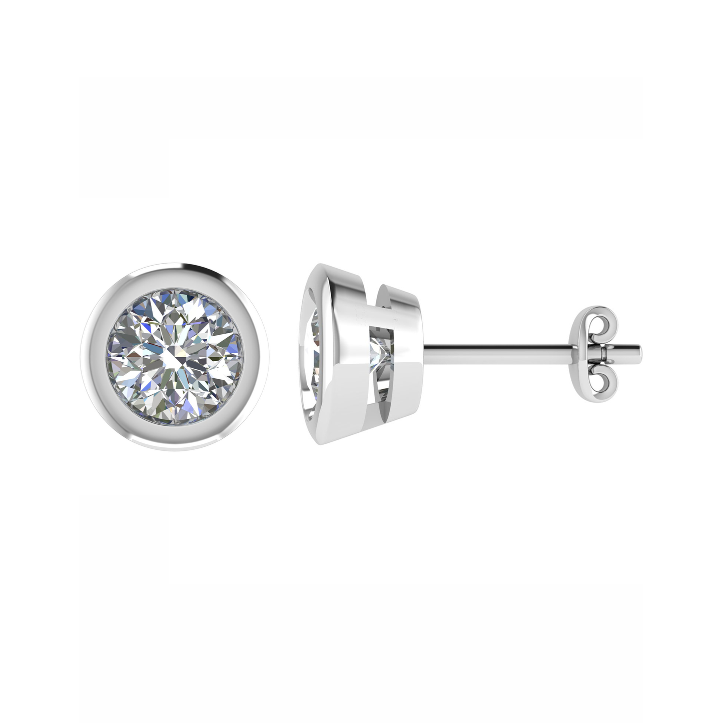 18CT, Mt RD 3mm 1.22g, Diamond Stud Plain Earrings for Looking Stunning