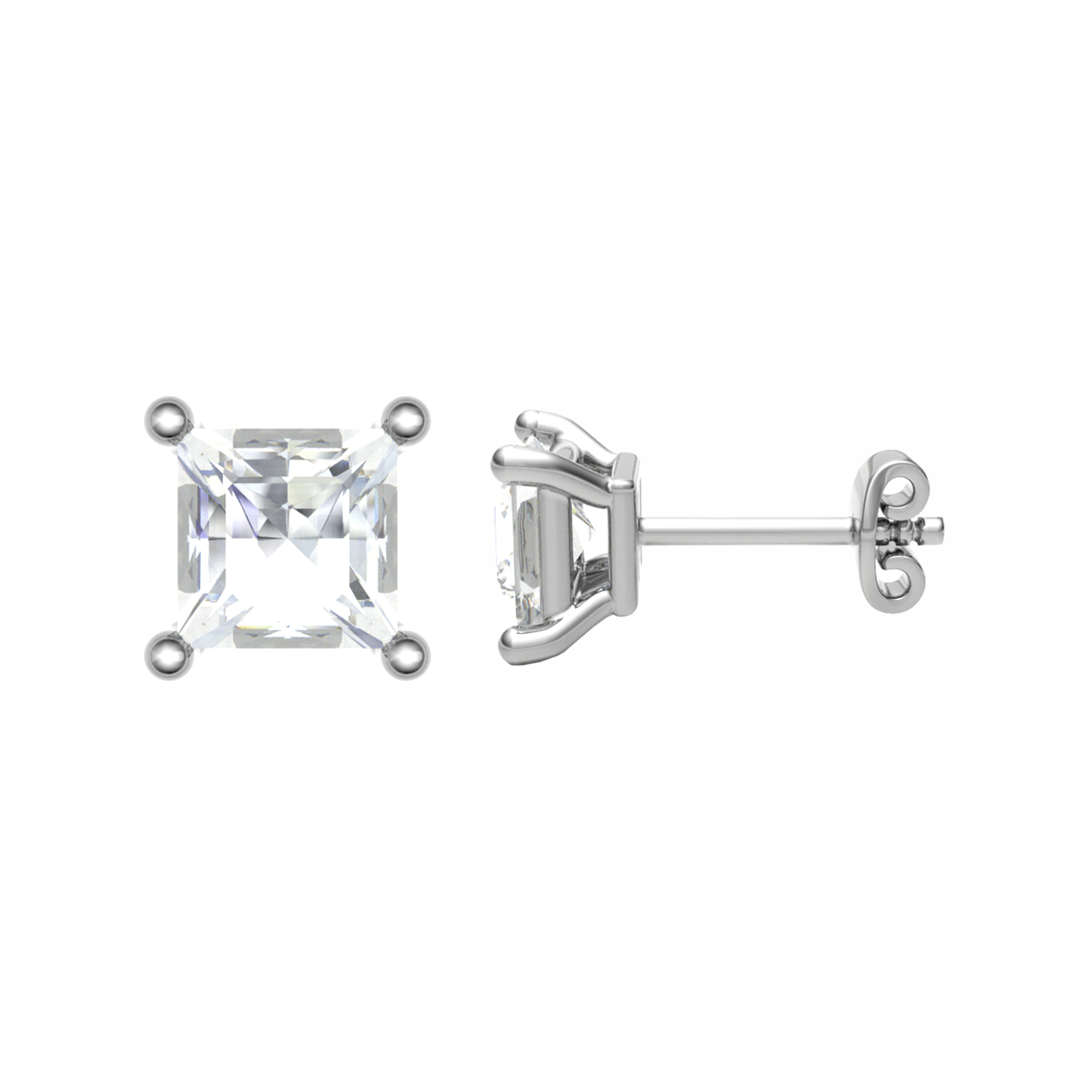 18CT, Mt PC 5.5mm (1.00ct) 1.691g, Stunning Diamond Stud Plain Earrings for Girls