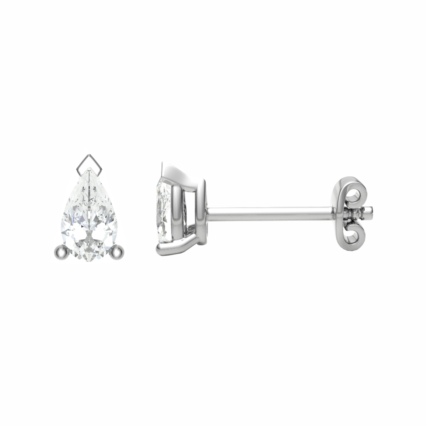18CT, Mt PR 7.0x4.5mm 1.34gm, Elegant Diamond Stud Plain Earrings