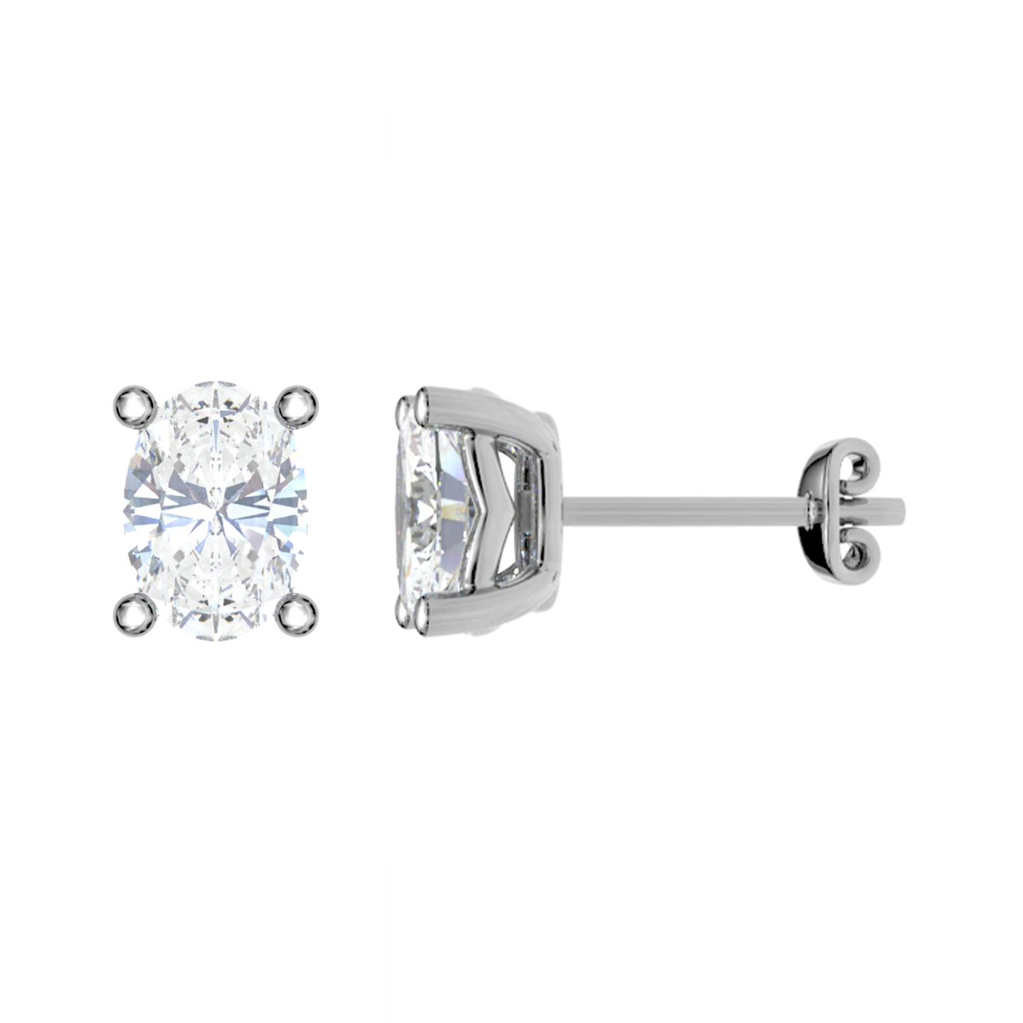 PT950, Mt OV 6.0x4.0mm 2.37gm, Oval Diamond stud Plain Earrings for looking beautiful
