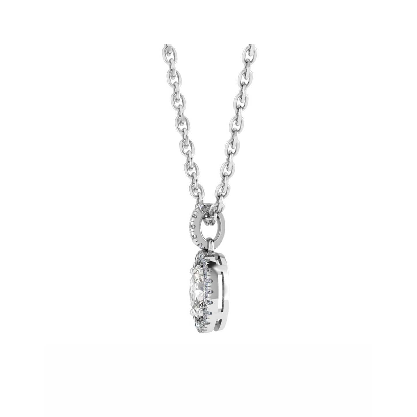 18CT Dia. Cute necklace for girlfriend Mt OV 6x4mm D 0.10ct 0.73gm