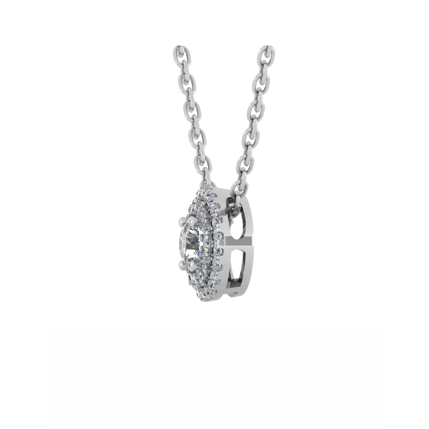 18CT Dia. Crystal Holder Necklace in White Gold Mt RD 3.5mm D 0.09ct 0.66gm