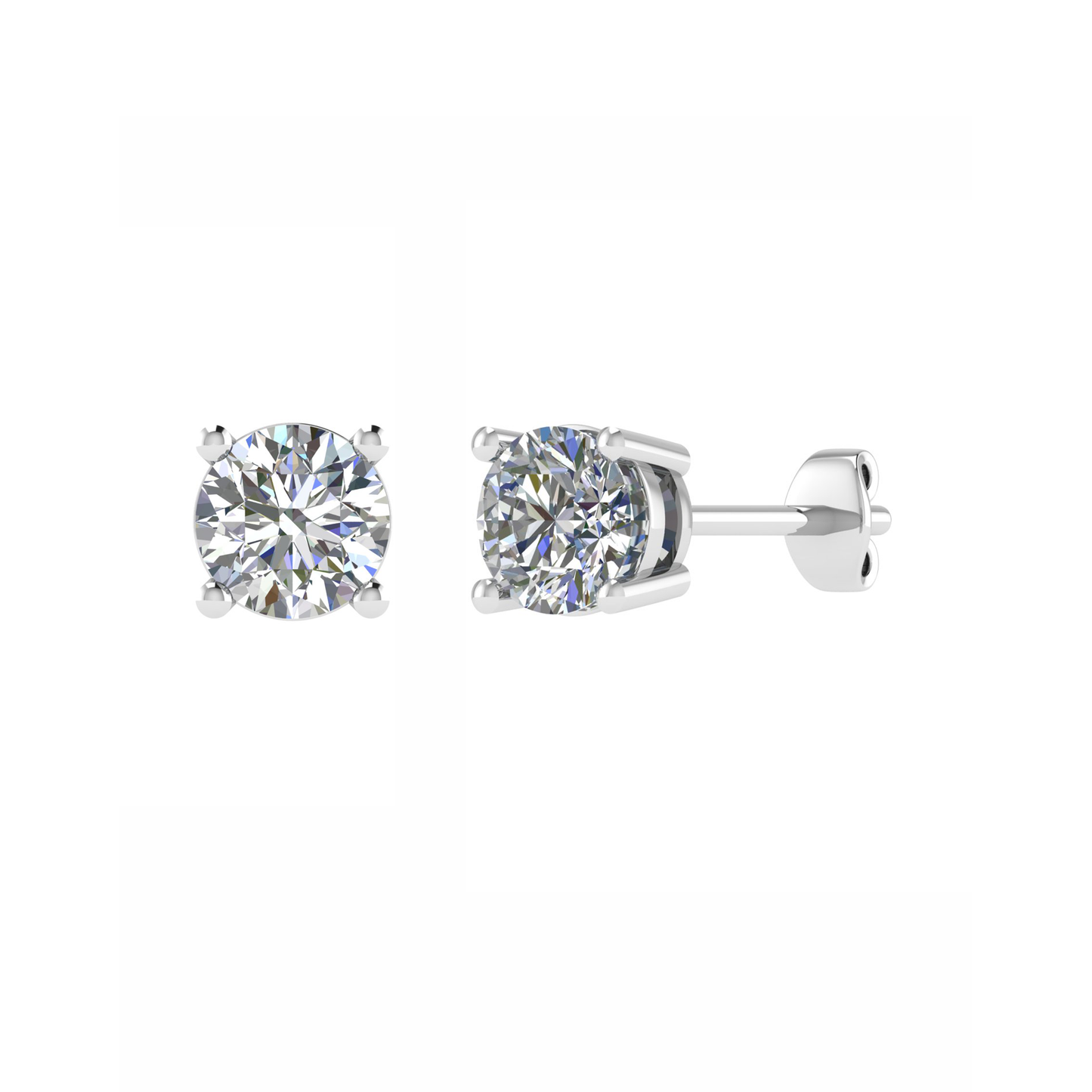 PT950 Beautiful Plain Diamond stud Earrings for women, Mt RD 4.0mm 2.37gm