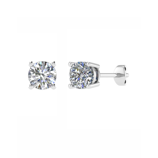 PT950 Beautiful Plain Diamond stud Earrings for women, Mt RD 4.0mm 2.37gm