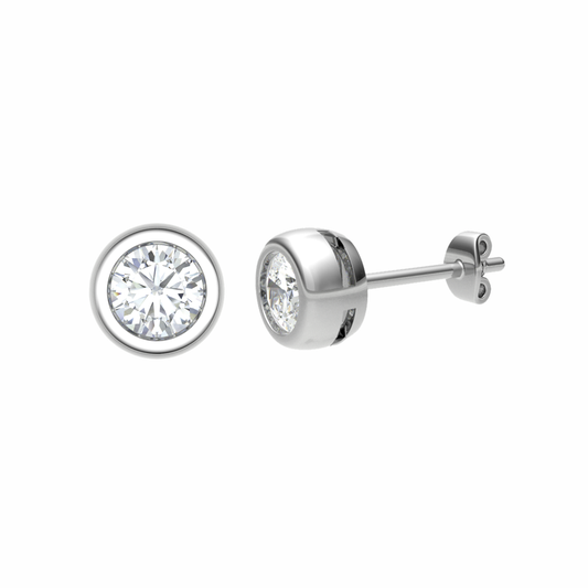 18CT, Mt RD 3.45mm 1.60gm, Round Stud Plain Earrings for looking Elegant
