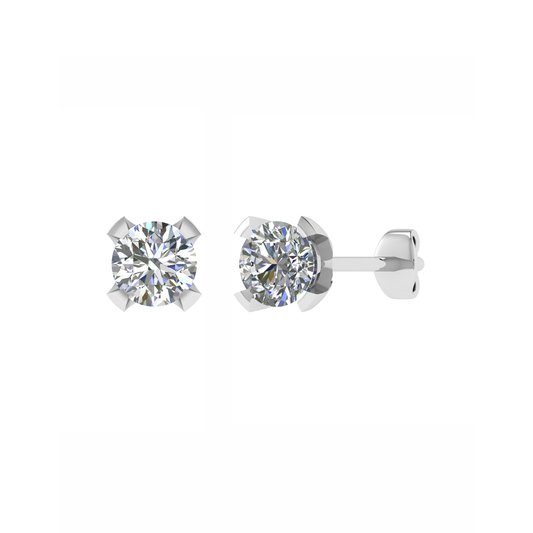 PT950, Elegant Plain Diamond stud Earring for looking gorgeous, Mt RD 3.8mm 2.23gm