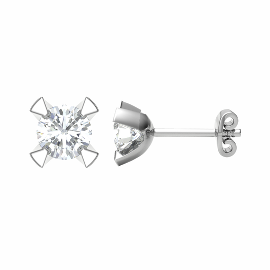 18CT, Mt RD 3mm 0.94g, Beautiful Stud Plain Earrings for Girls