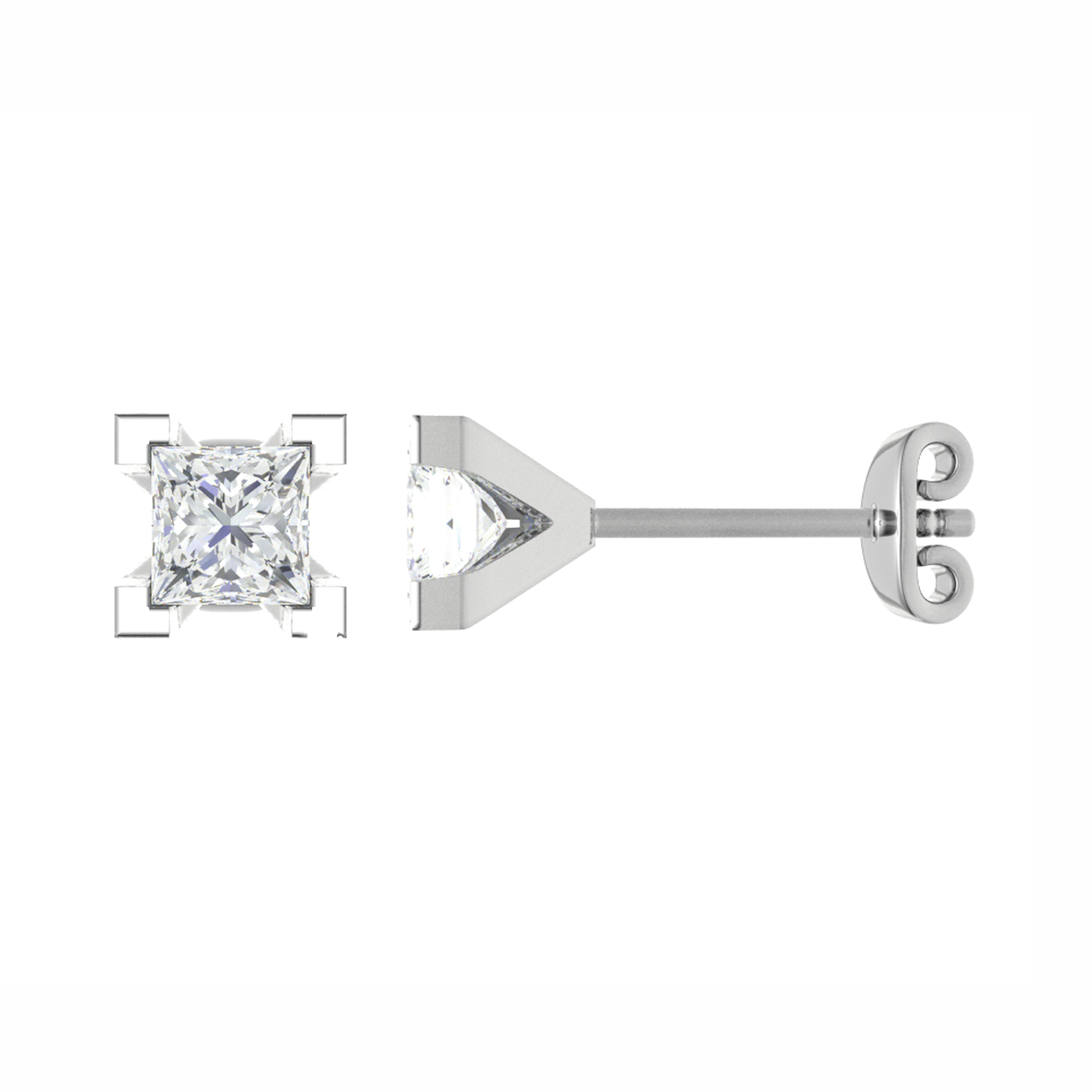 18CT, Mt PC 3.5mm 1.04gm, Classic Diamond Stud Plain Earrings for girls