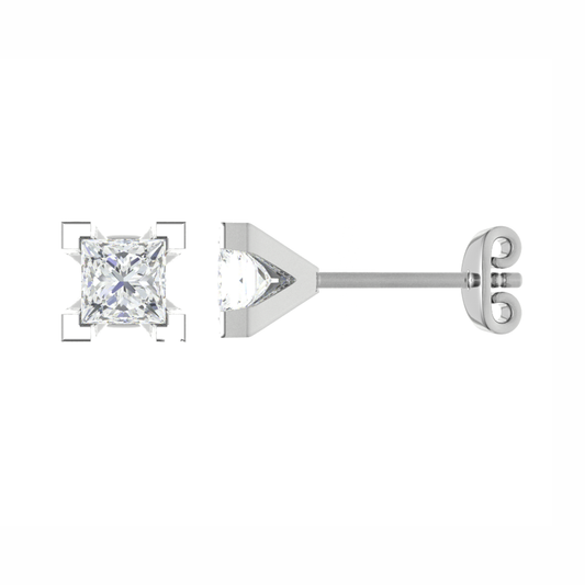 18CT, Mt PC 3.5mm 1.04gm, Classic Diamond Stud Plain Earrings for girls