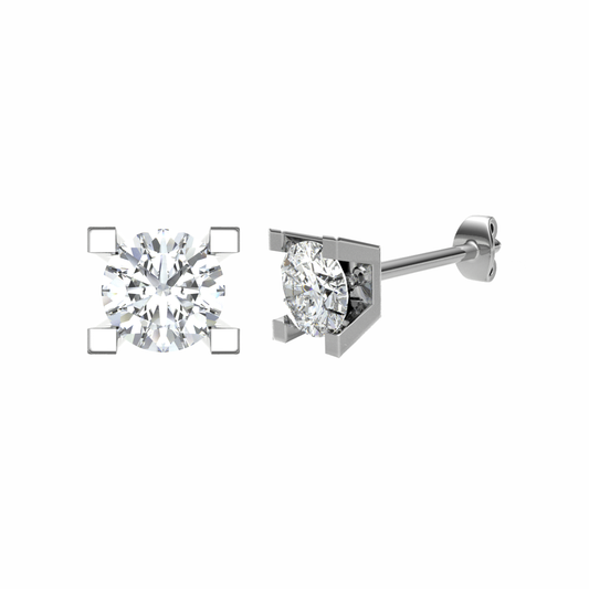 18CT, Mt RD 3.8mm 1.022g, Diamond Stud Plain Earrings for looking Stunning