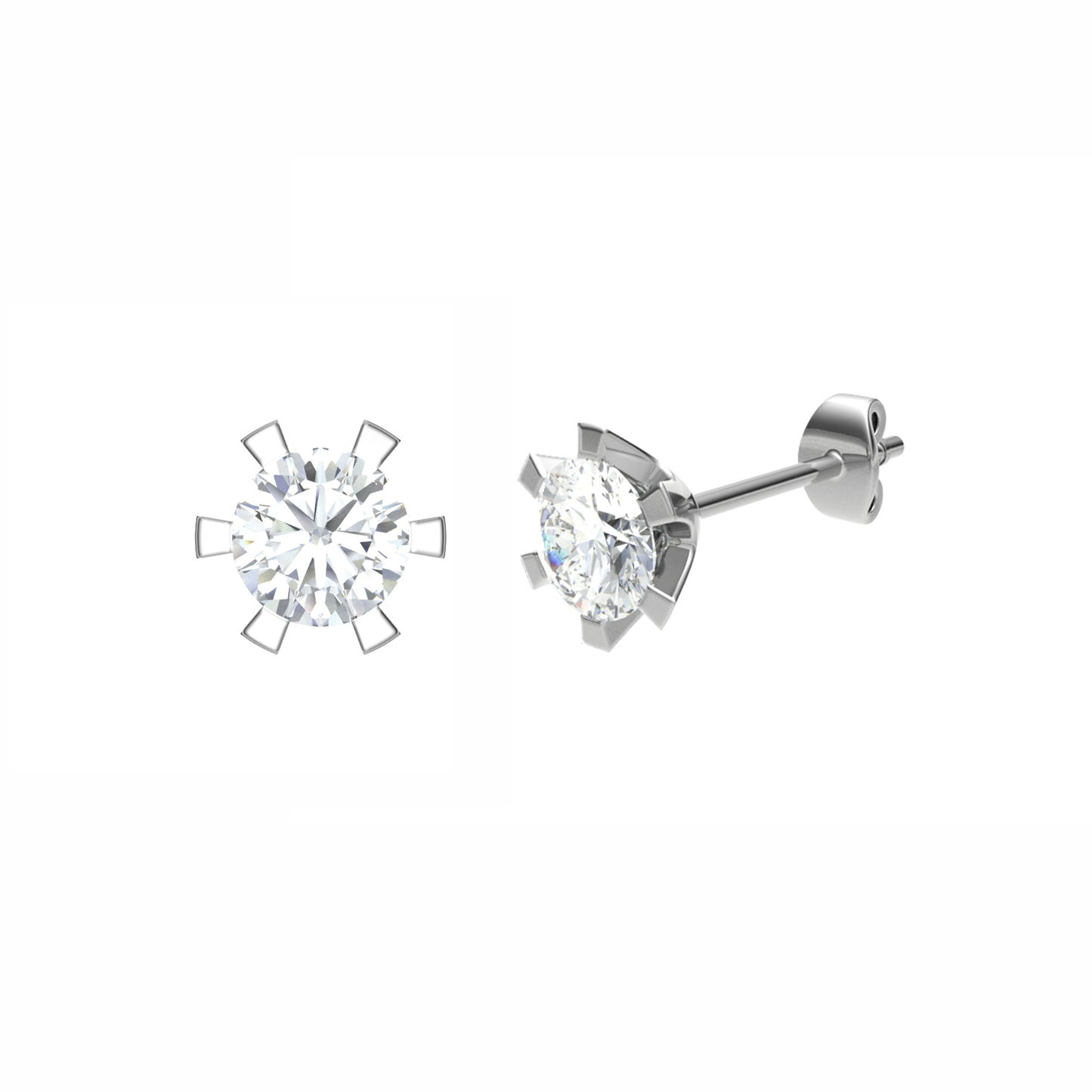 18CT, Mt RD 5mm 1.36g, Gorgeous Diamond Stud Plain Earrings for Girls