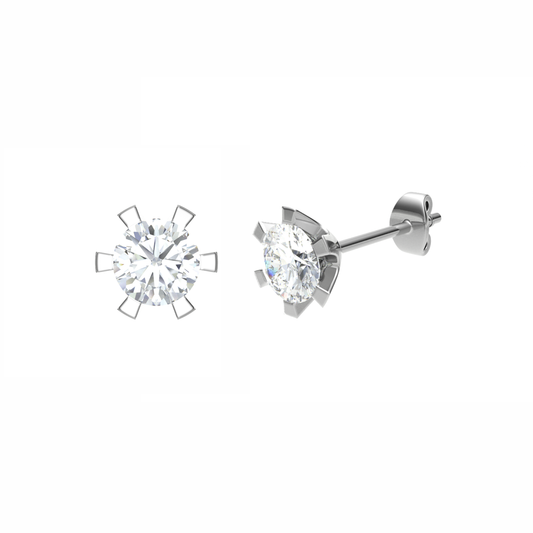 18CT, Mt RD 5mm 1.36g, Gorgeous Diamond Stud Plain Earrings for Girls