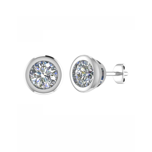 18CT, Mt RD 3mm 1.22g, Diamond Stud Plain Earrings for Looking Stunning