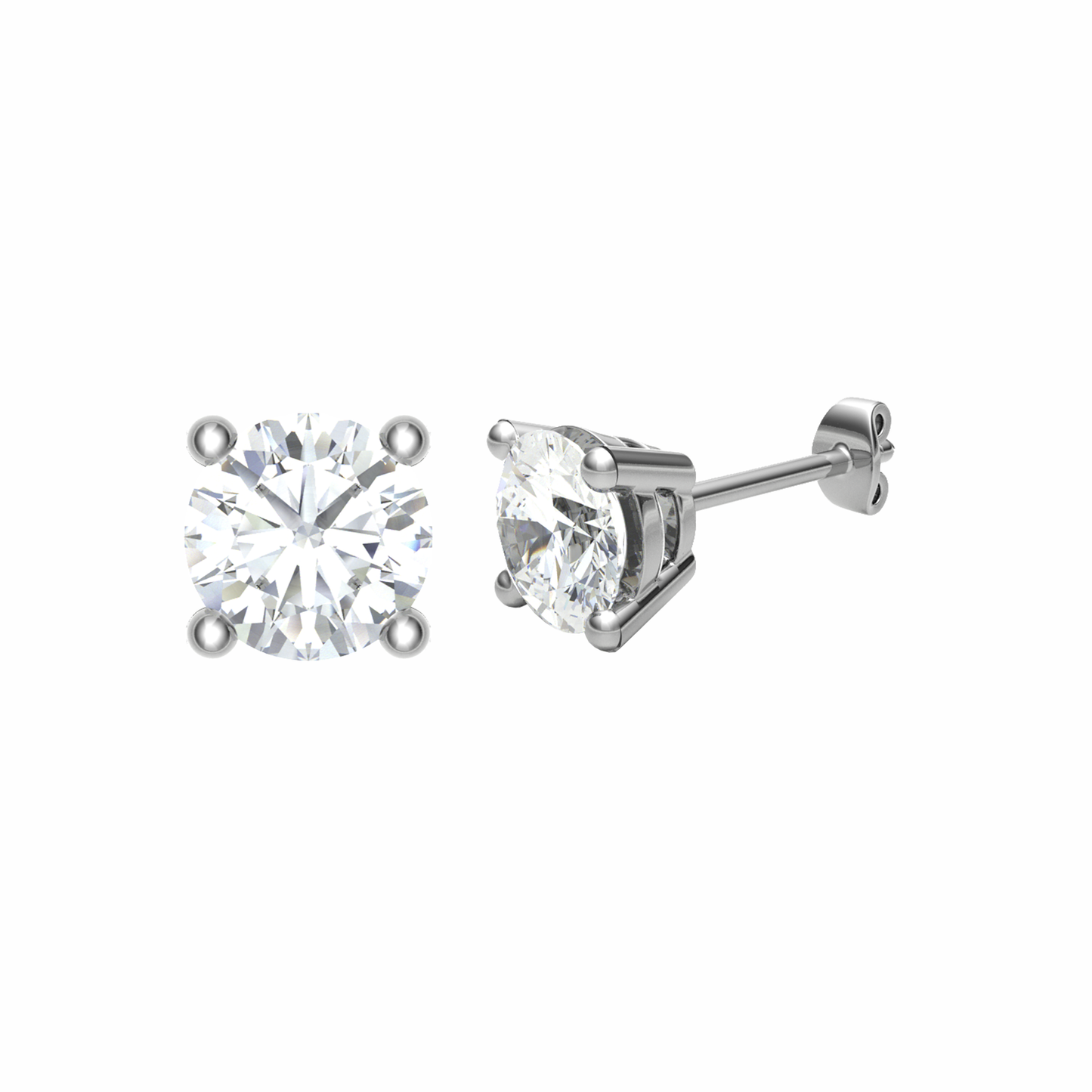 18KY, Mount RD 5.0mm 1.306g, Gorgeous Diamond Stud Plain Earrings