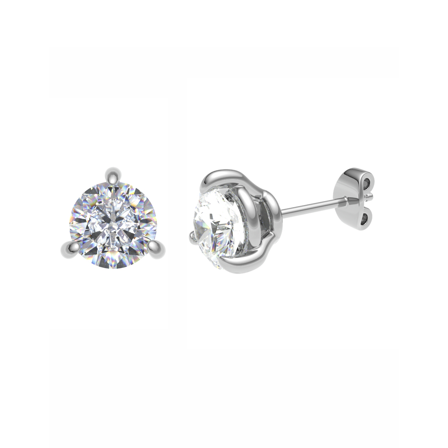 PT950, Mt RD 6.5mm 3.28gm, Simple Diamond Stud Plain Earrings for Casual Wear