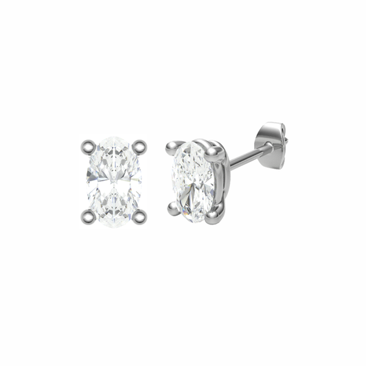 PT950, Mt OV 5.0x3.0mm 2.06gm, Diamond Oval Stud Plain Earrings for looking elegant