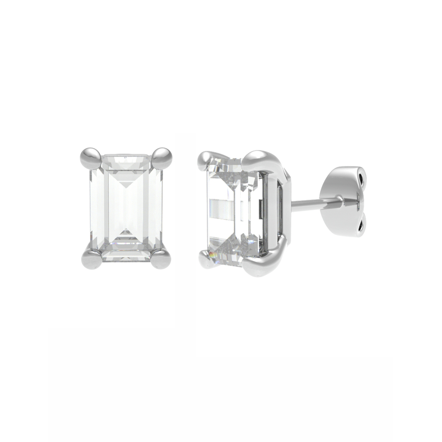 18KY, Mt EM 7x5mm 1.61gm, Diamond Stud Plain Earrings for Looking Elegant