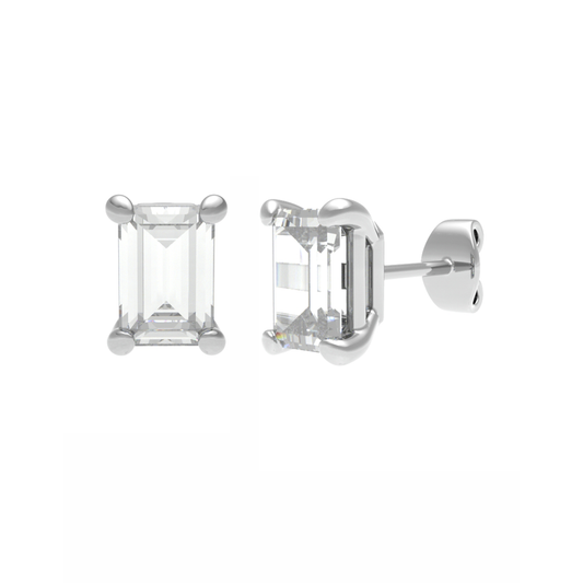 18KY, Mt EM 7x5mm 1.61gm, Diamond Stud Plain Earrings for Looking Elegant