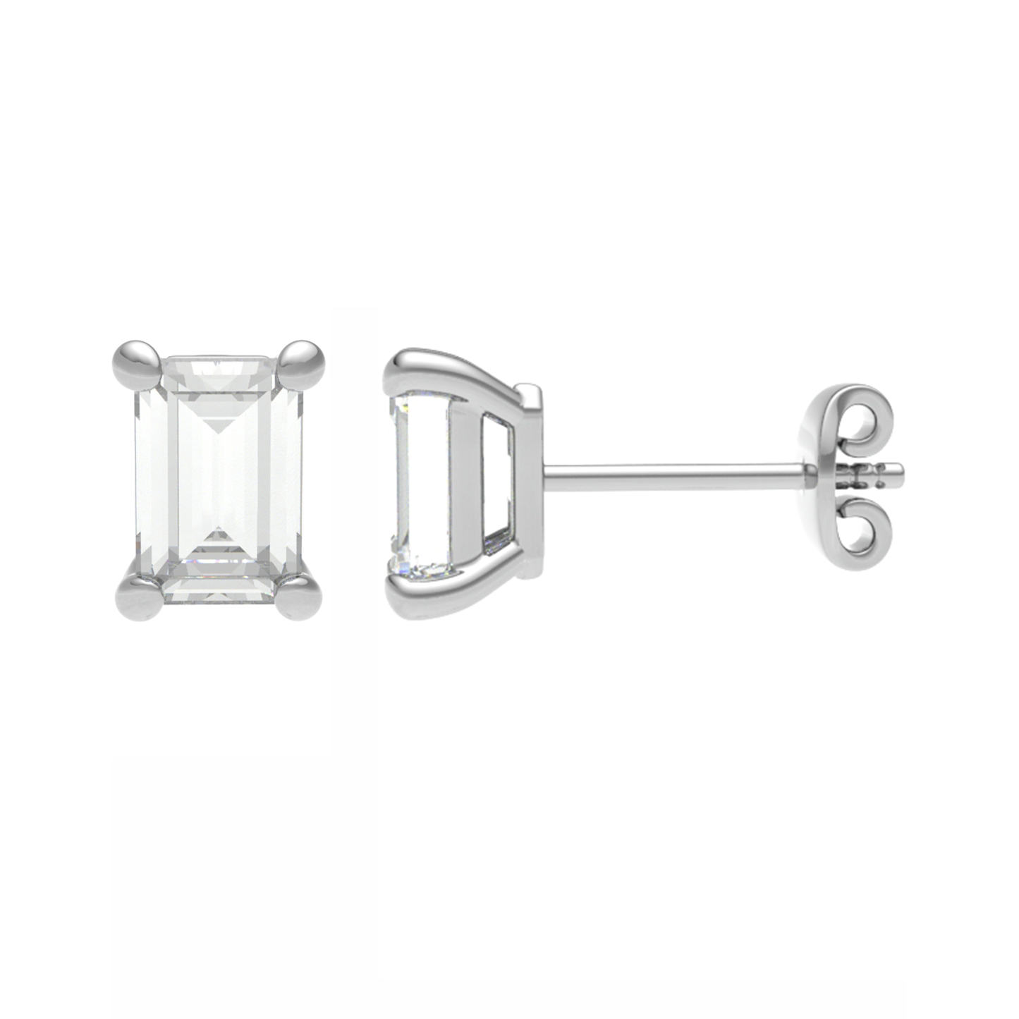 18KY, Mt EM 7x5mm 1.61gm, Diamond Stud Plain Earrings for Looking Elegant