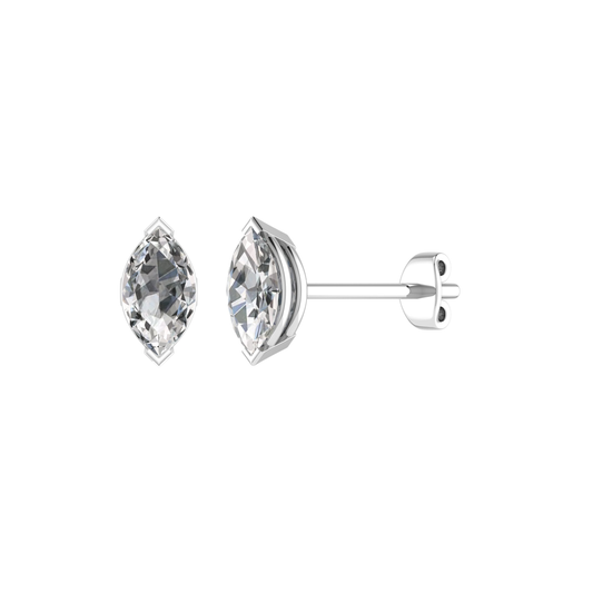 18ct, Mt MQ 10x5mm 1.66gm, Beautiful Stud Plain Earrings for girls