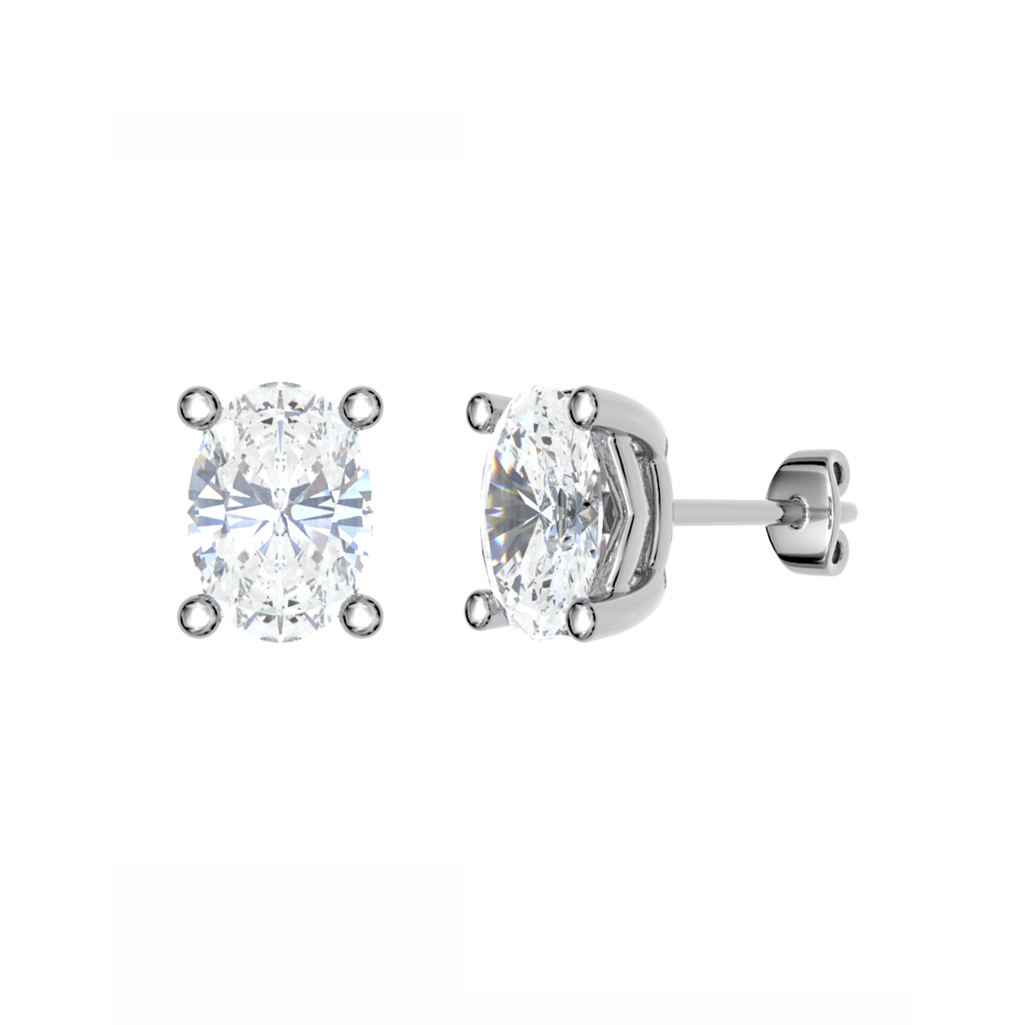 PT950, Mt OV 6.0x4.0mm 2.37gm, Oval Diamond stud Plain Earrings for looking beautiful