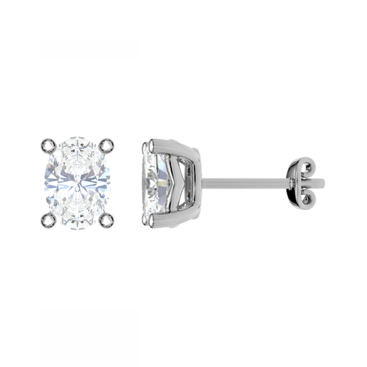 PT950, Mt OV 6.0x4.0mm 2.37gm, Oval Diamond stud Plain Earrings for looking beautiful