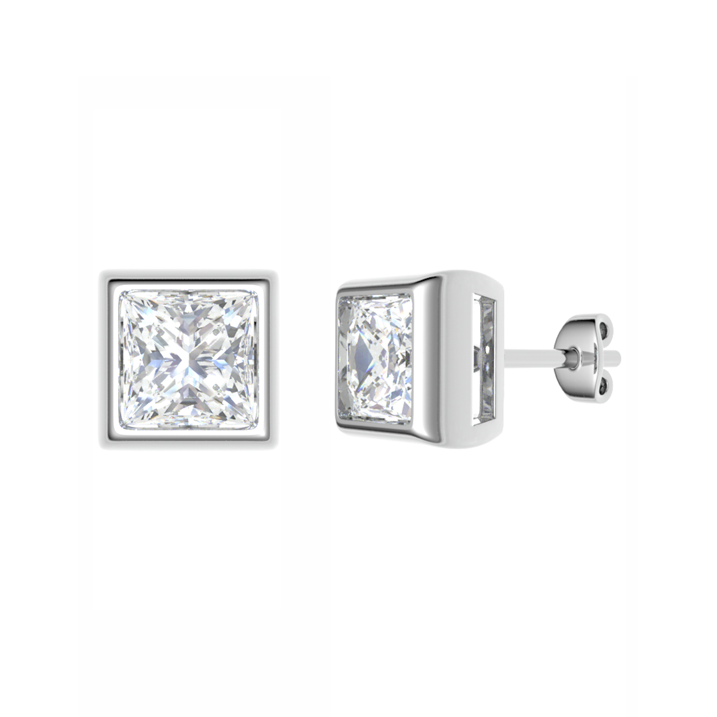 18CT, Mt PC 3mm 1.19g, Elegant Diamond Stud Plain Earrings for daily wear