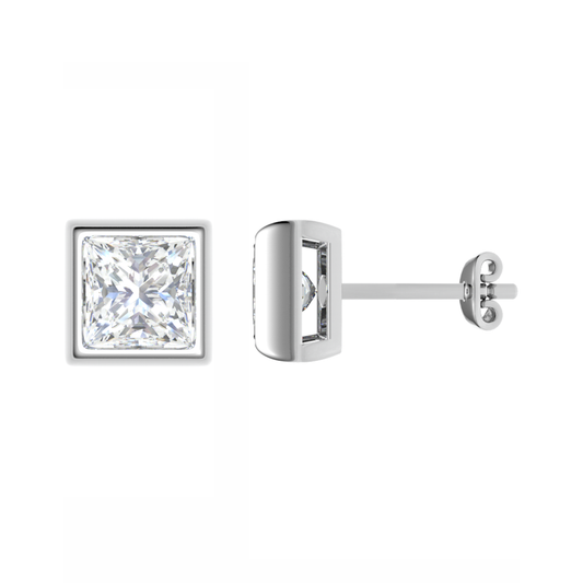 18CT, Mt PC 3mm 1.19g, Elegant Diamond Stud Plain Earrings for daily wear