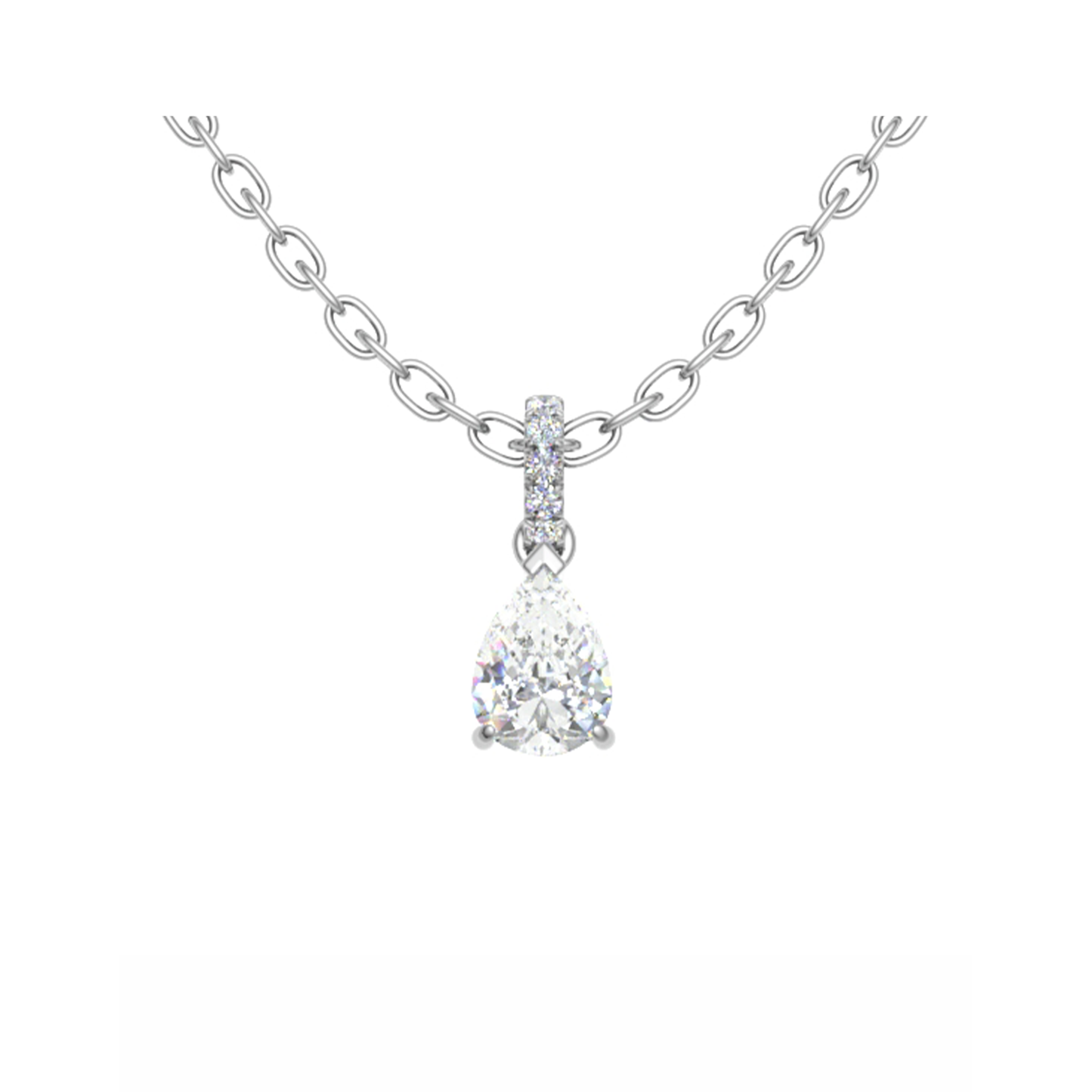 18CT Dia. Beaded Flower Necklace Mt PR 5x3mm 0.02ct 0.38g