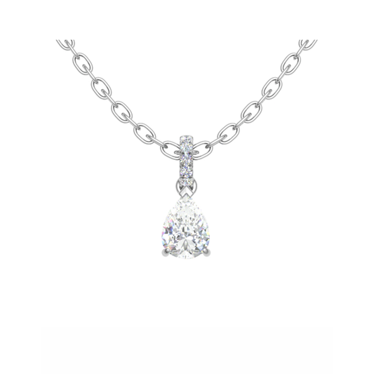 18CT Dia. Beaded Flower Necklace Mt PR 5x3mm 0.02ct 0.38g