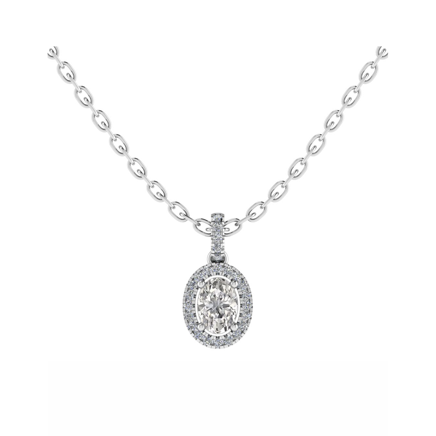 18CT Dia. Cute necklace for girlfriend Mt OV 6x4mm D 0.10ct 0.73gm