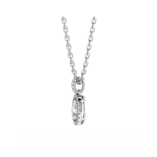 18CT Dia. Cute necklace for girlfriend Mt OV 6x4mm D 0.10ct 0.73gm