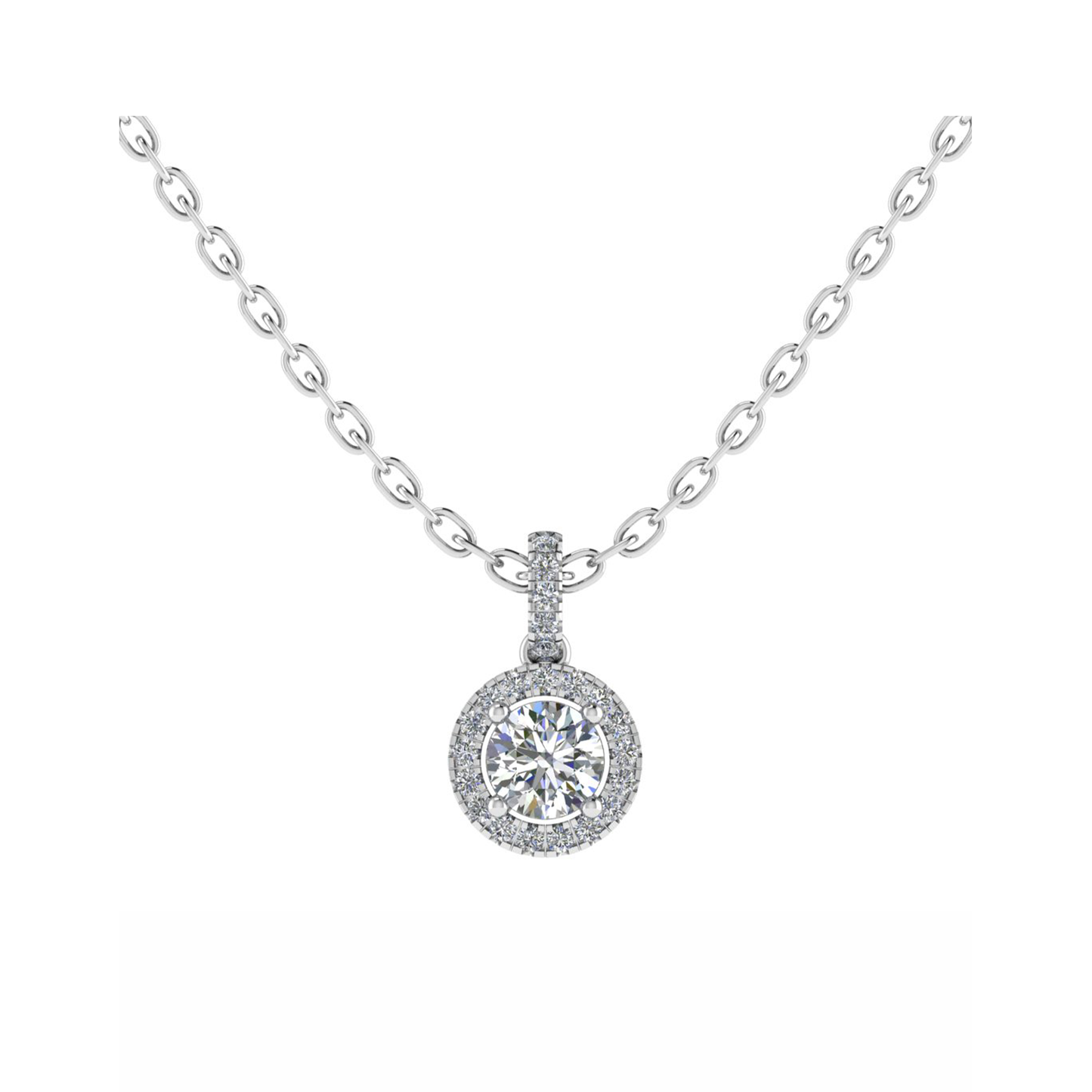 18CT Dia. Cool Necklaces For girls in White Gold Mt RD 3.5mm D 0.06ct 0.59gm
