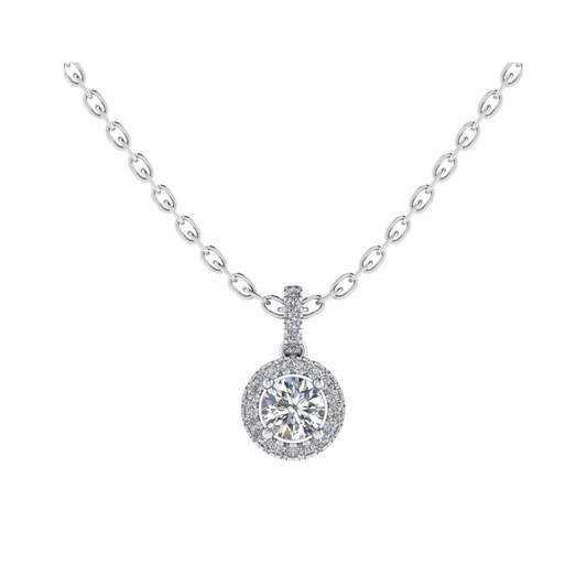 18CT Dia. Cool Necklaces For girls in White Gold Mt RD 3.5mm D 0.06ct 0.59gm