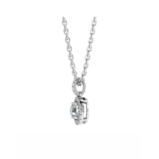 18CT Dia. Cool Necklaces For girls in White Gold Mt RD 3.5mm D 0.06ct 0.59gm