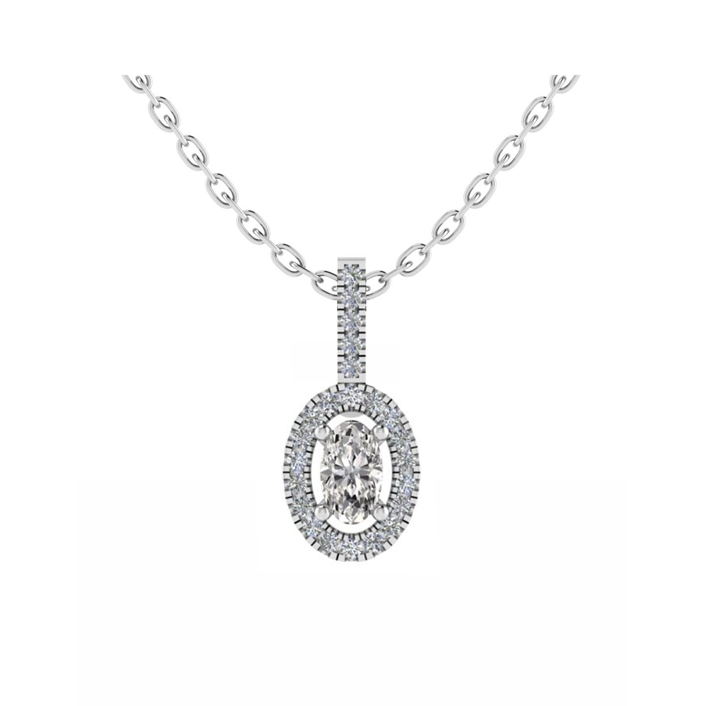 18CT Diamond Halo Pendant Necklace Mt RD 6x4mm D 0.09ct 0.81gm