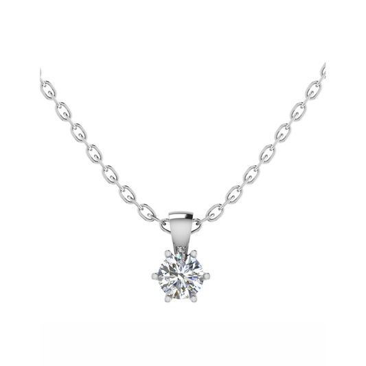 18CT Six Claws Round Cool Necklaces For Girls Mt RD 7.5mm 2.06gm