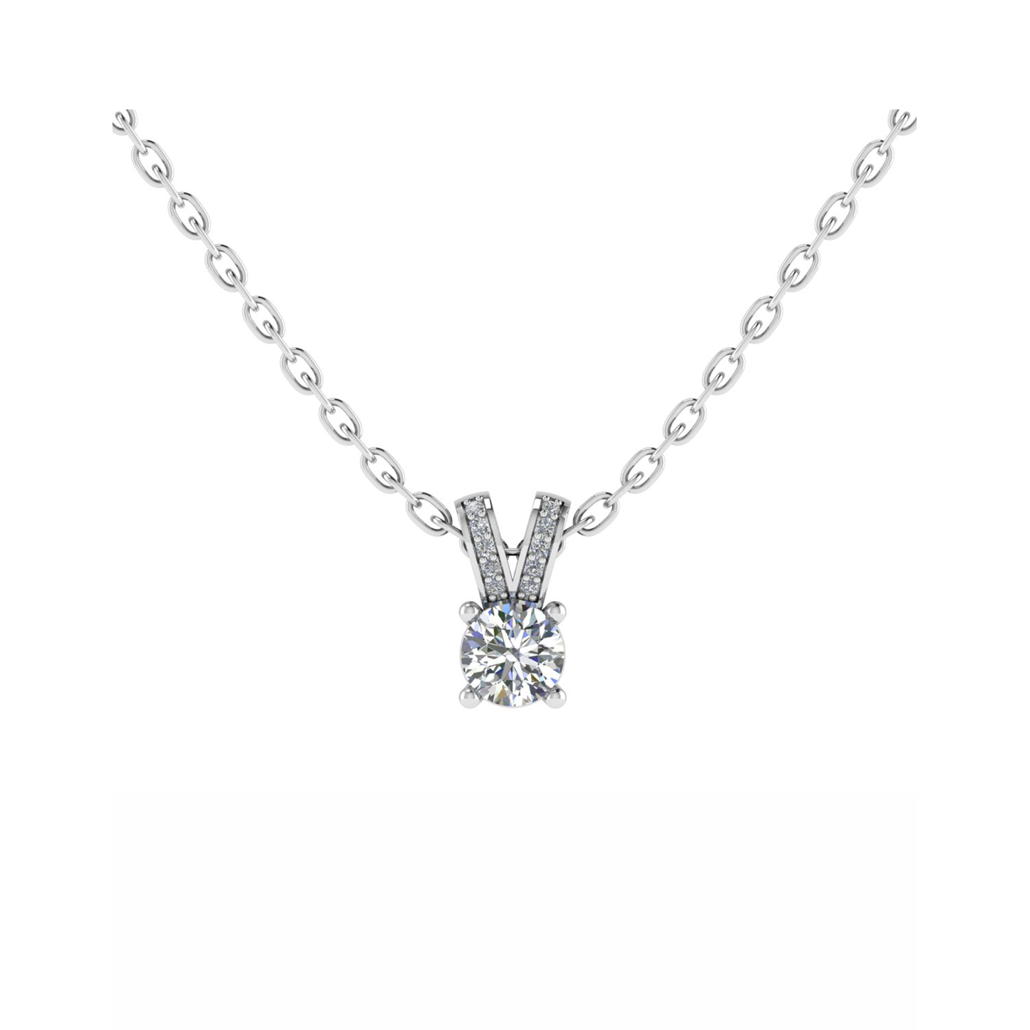 18CT Dia. Beautiful White Gold Necklace Stack Mt RD 4.0mm D 0.02ct 0.46gm
