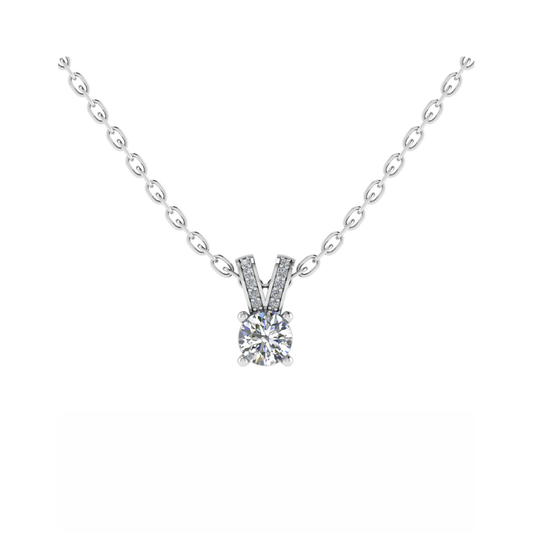 18CT Dia. Beautiful White Gold Necklace Stack Mt RD 4.0mm D 0.02ct 0.46gm