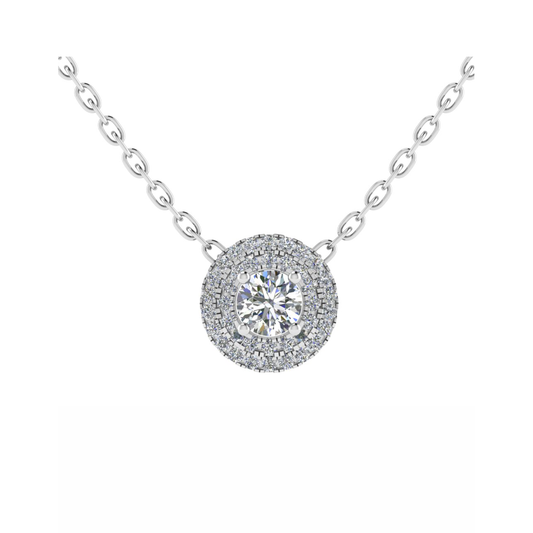18CT Dia. Crystal Holder Necklace in White Gold Mt RD 3.5mm D 0.09ct 0.66gm