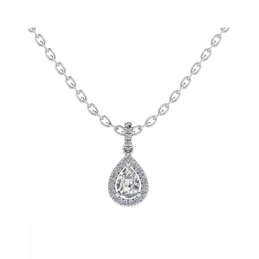 18ct Dia. Gorgeous Gold Drop Necklace Mt PR 5x3mm 0.08ct 0.7g