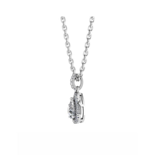 18ct Dia. Gorgeous Gold Drop Necklace Mt PR 5x3mm 0.08ct 0.7g