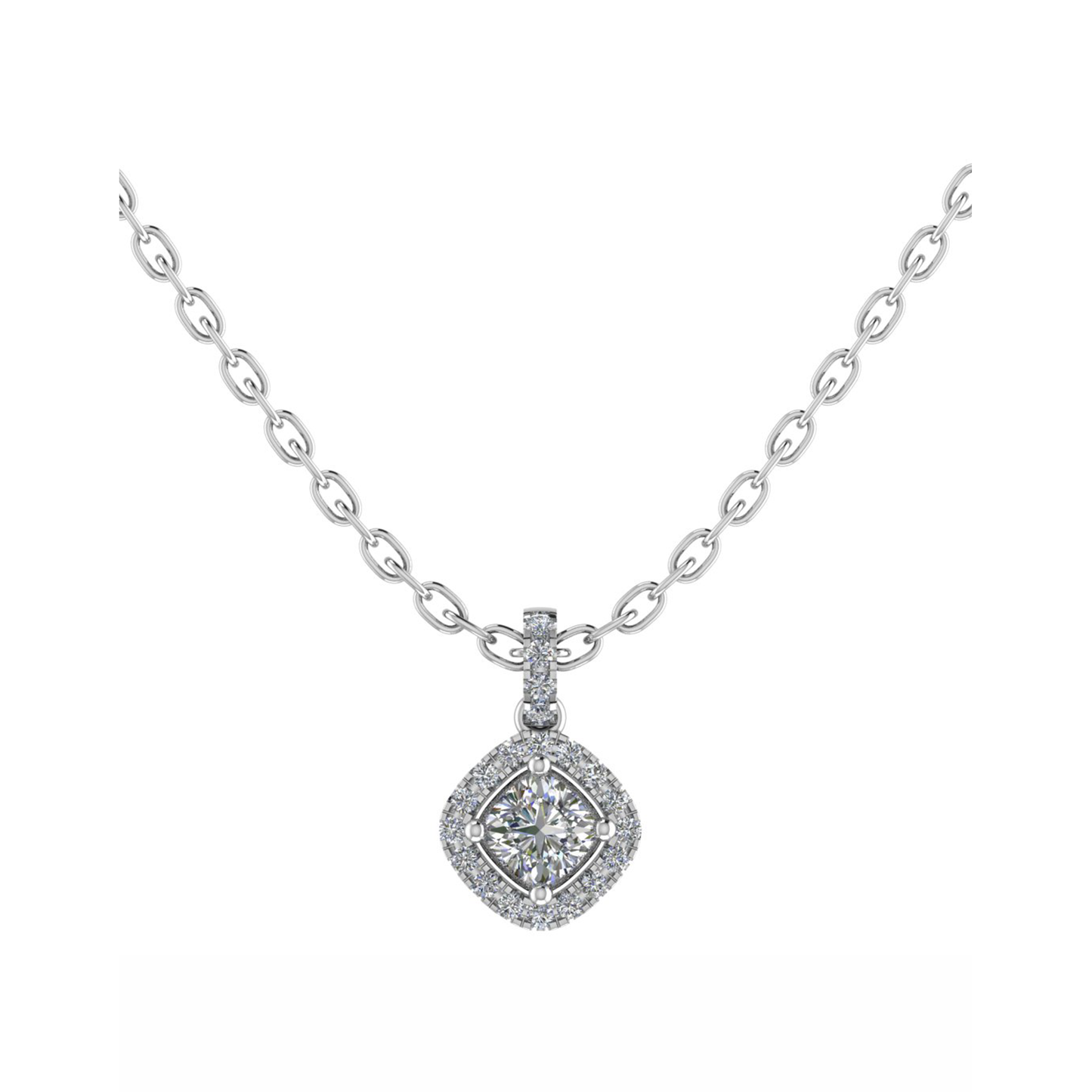18CT dia. Pendant Love Necklace with White Gold Chain 4.0mm