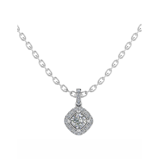 18CT dia. Pendant Love Necklace with White Gold Chain 4.0mm