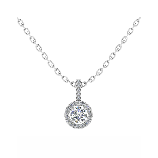 18CT Round Crystal Holder Necklace Mt RD 5.0mm D 0.09ct 0.96gm