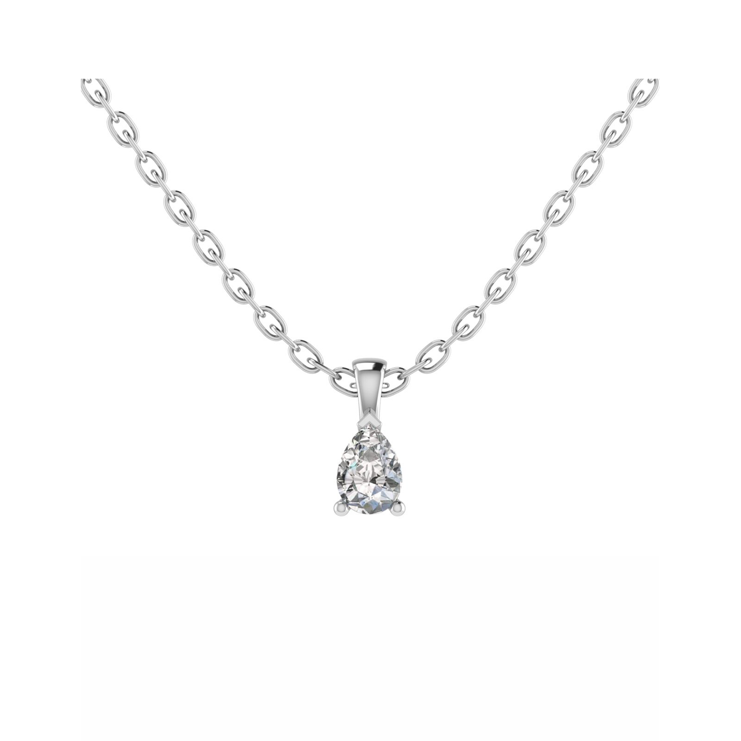 18CT Pear Shaped Diamond Pendant Necklace Mt PR 8.0x5.0mm 0.94gm