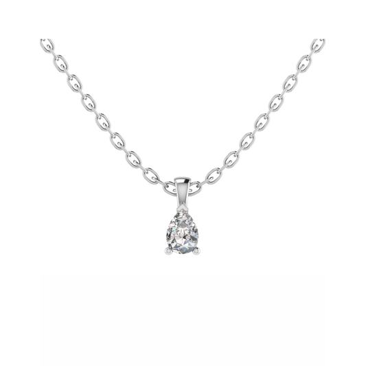 18CT Pear Shaped Diamond Pendant Necklace Mt PR 8.0x5.0mm 0.94gm