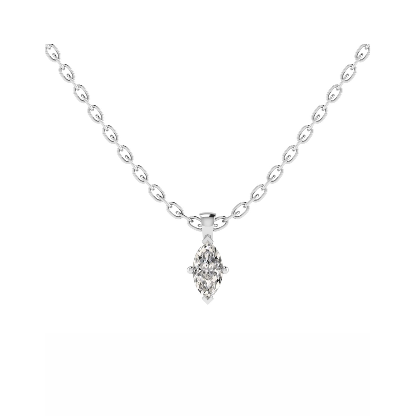 18CT Marquise Crystal Holder Necklace Mt MQ 9.0x4.5mm 0.59gm