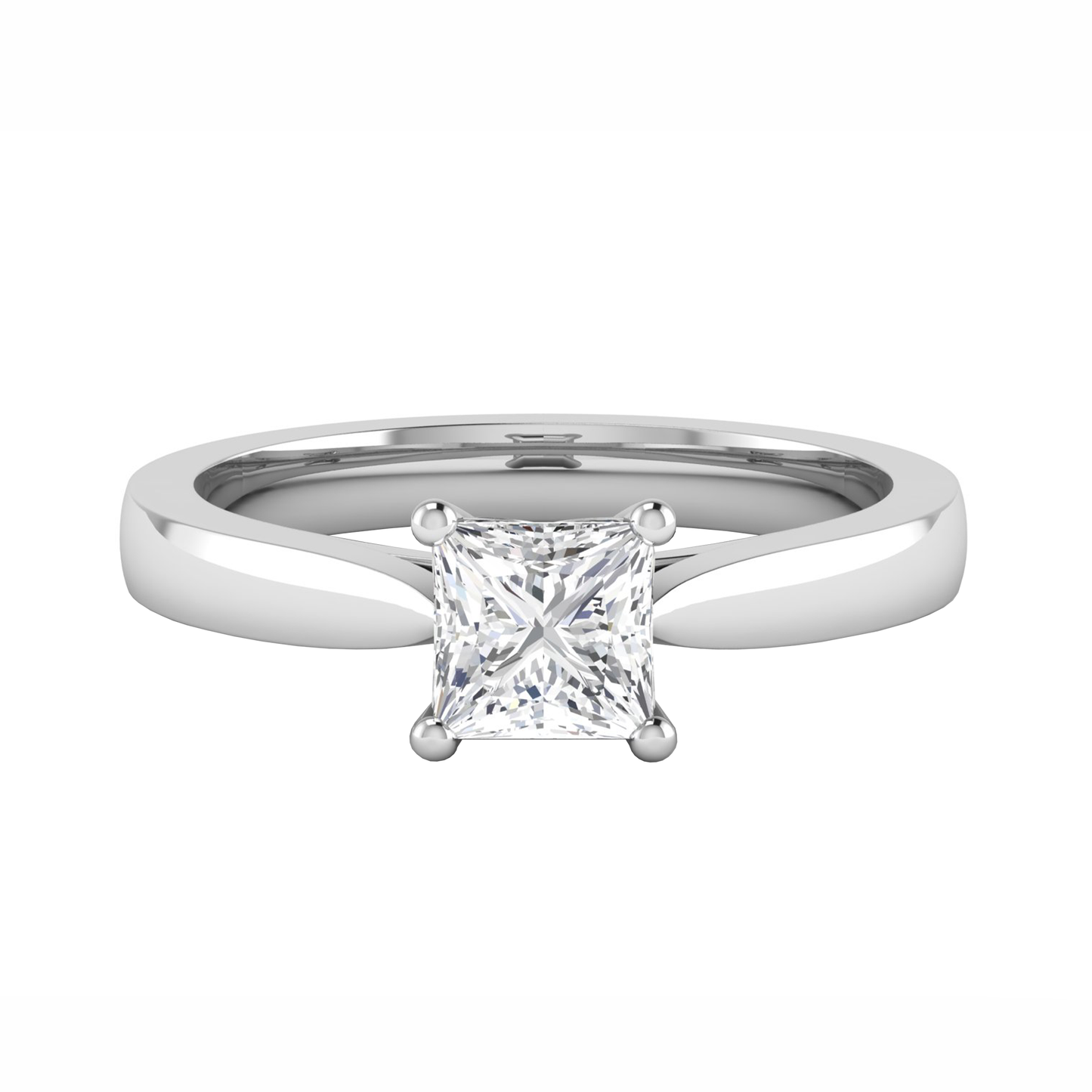 solitaire square cut diamond ring 3.8mm M 3.16g